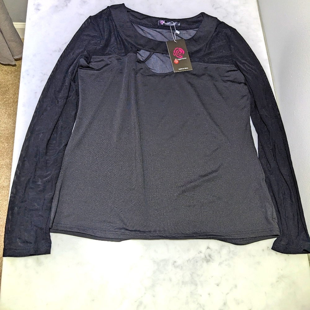 Long Sleeve T-shirt by Blogger Love / Sheer Top Tee